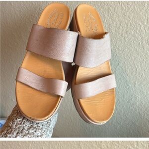 Korkease Womens Kane leather wedge platform sandals in natural size Us 9 boho